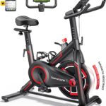 Toputure Bicicleta Estática Magnética con APP, Ciclo Indoor para Uso Doméstico con Volante 15 KG, Cómodo Cojín de Asiento Bicicleta de Fitness para Entrenamiento en casa Cardio Workout, Max 150KG